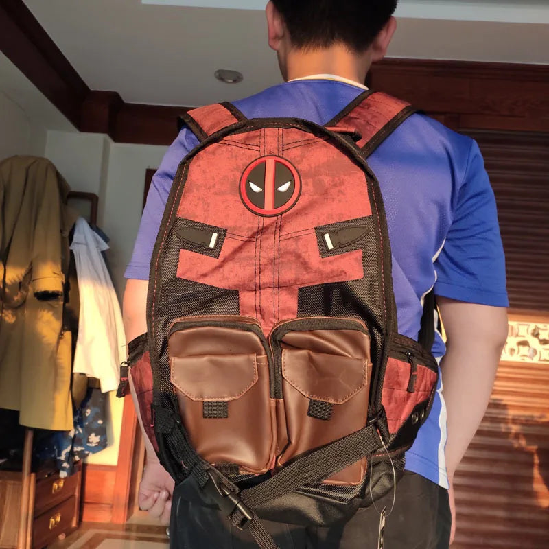 Marvel Avengers Deadpool & Captain America Backpack – High Capacity Anime Cartoon Travel & Leisure Bag
