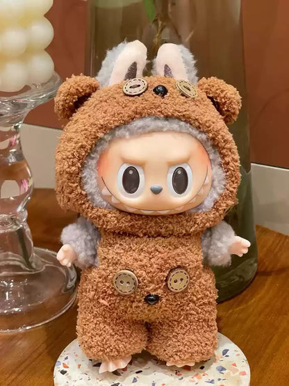 Labubu 17cm Heartbeat Macaron Monkey Toy – Stand-Up Dress-Up Jacket & Pants Suit