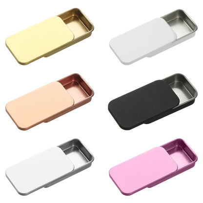 Metal Rectangular Mini Tin Box – Hinged Push-Top Candy, Pill & Small Storage Container
