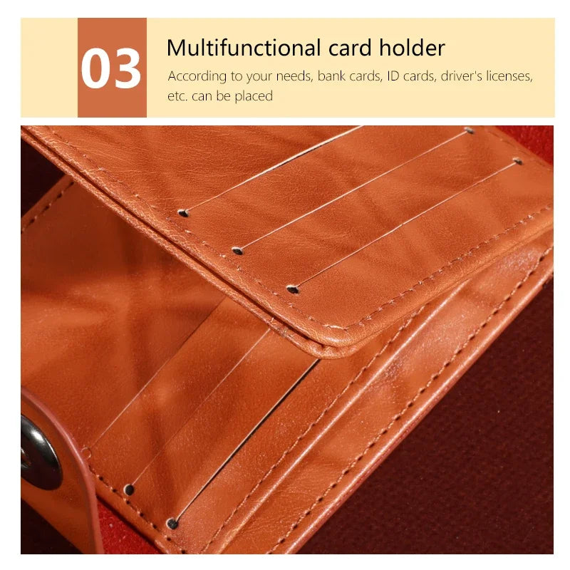 Men’s Leather Wallet with 100 Dollar Pattern — Large Capacity Card Holder Purse Bag