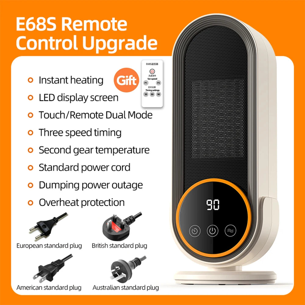 1200W Portable Electric Fan Heater - 220V Desktop Space Heater for Home, Office, and Winter Warmth