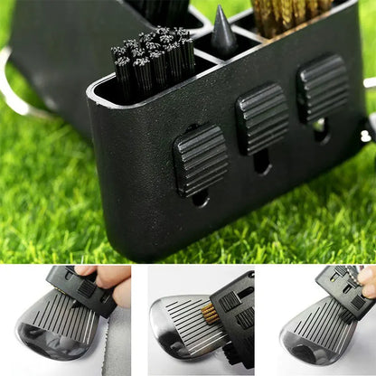 3 in 1 Golf Club Cleaning Brush – Portable Pocket-Sized Groove, Putter & Wedge Cleaner for Golf Accessories