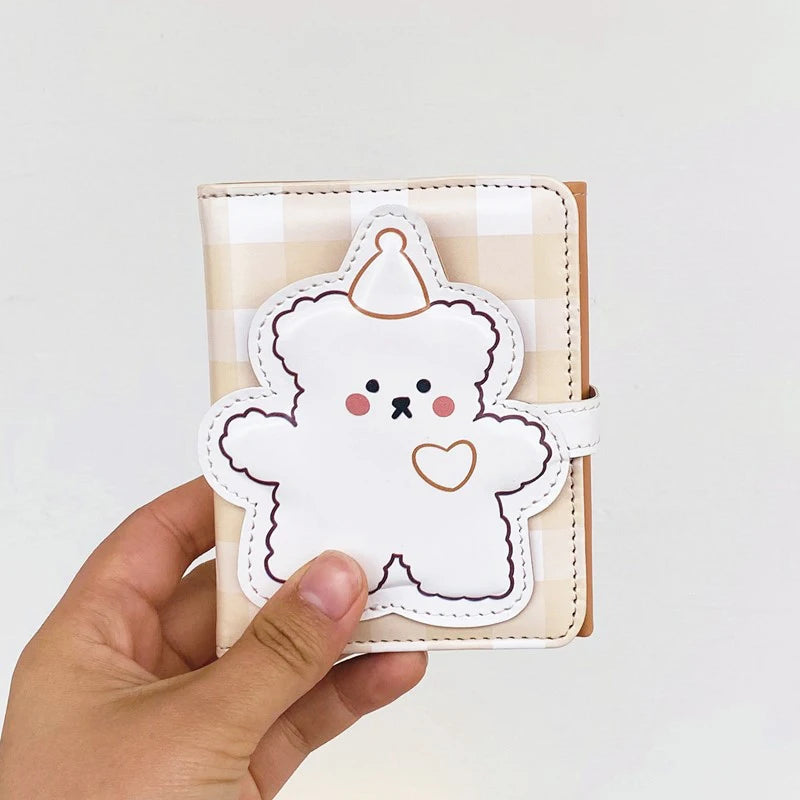 Cute Bear Women’s Wallet — Short Leather Coin Purse, Cartoon Card Holder, Three-Fold Clutch for Students