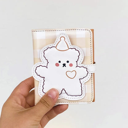 Cute Bear Women’s Wallet — Short Leather Coin Purse, Cartoon Card Holder, Three-Fold Clutch for Students