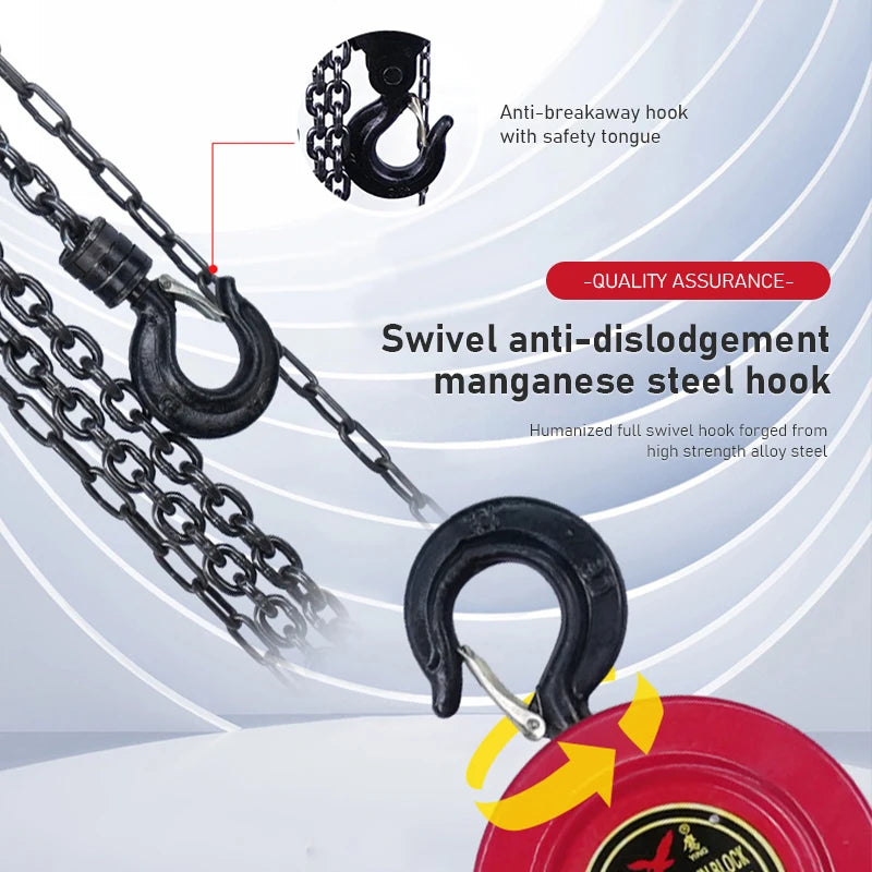 3M Heavy Duty Manual Chain Hoist - Hand Chain Block with Hook for Industrial & Construction Lifting
