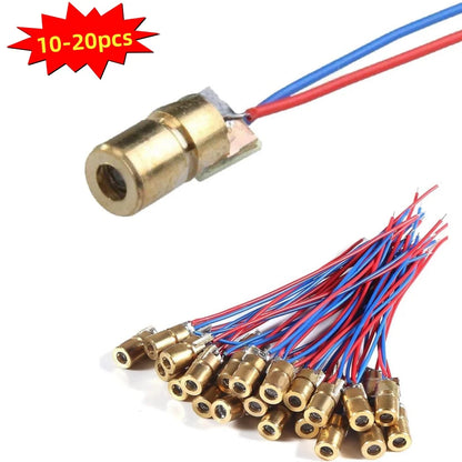 10/20PCS Mini Red Laser Diode Module - Adjustable 650nm 3V/5V 5mW Laser Pointer with Copper Head