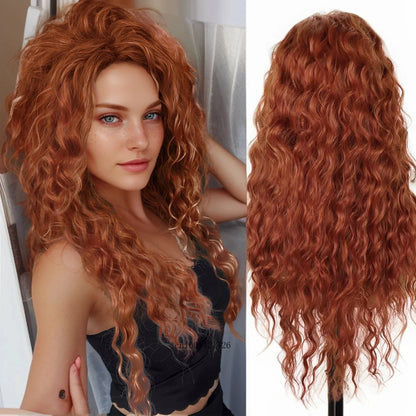 Ash Blonde Synthetic Wig – 26" Long Curly Ombre Hair, Fluffy Wave Wig for Women, Costume & Party Wig