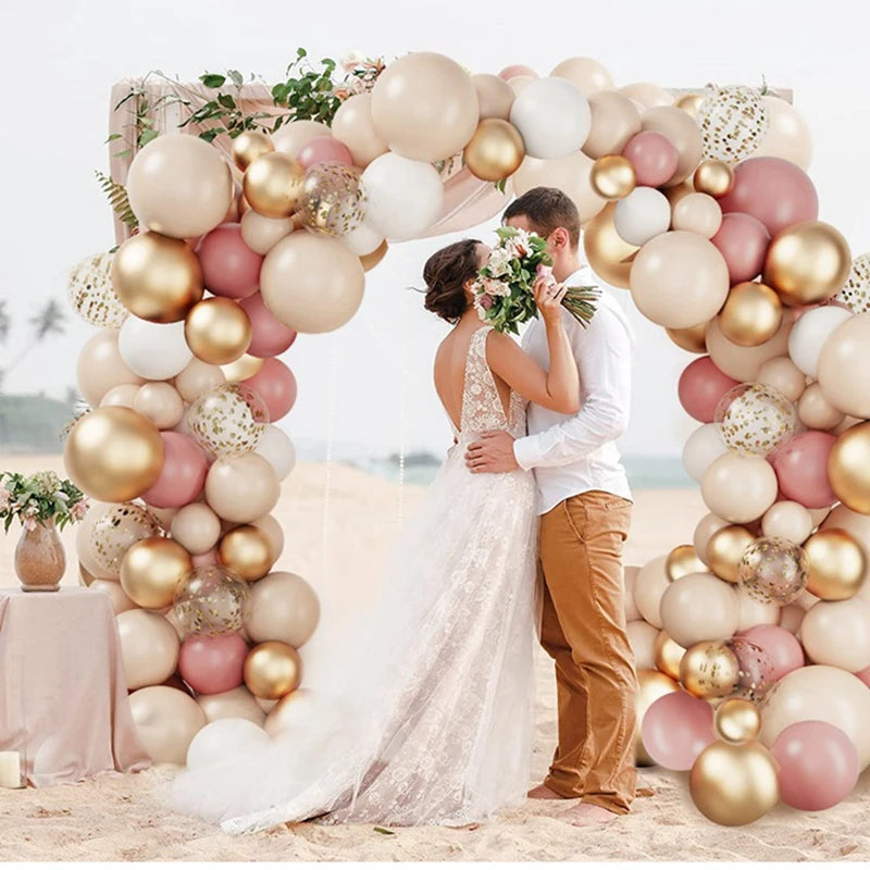 Elegant Pink Gold Balloon Garland Arch Kit - Wedding, Birthday, Baby Shower Decorations