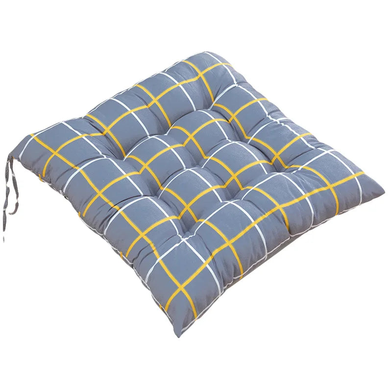 40cm Square Chair Cushion – Thickened Linen Stool Pad with Anti-Skid Strap, Backrest Pillow for Home & Office Chair