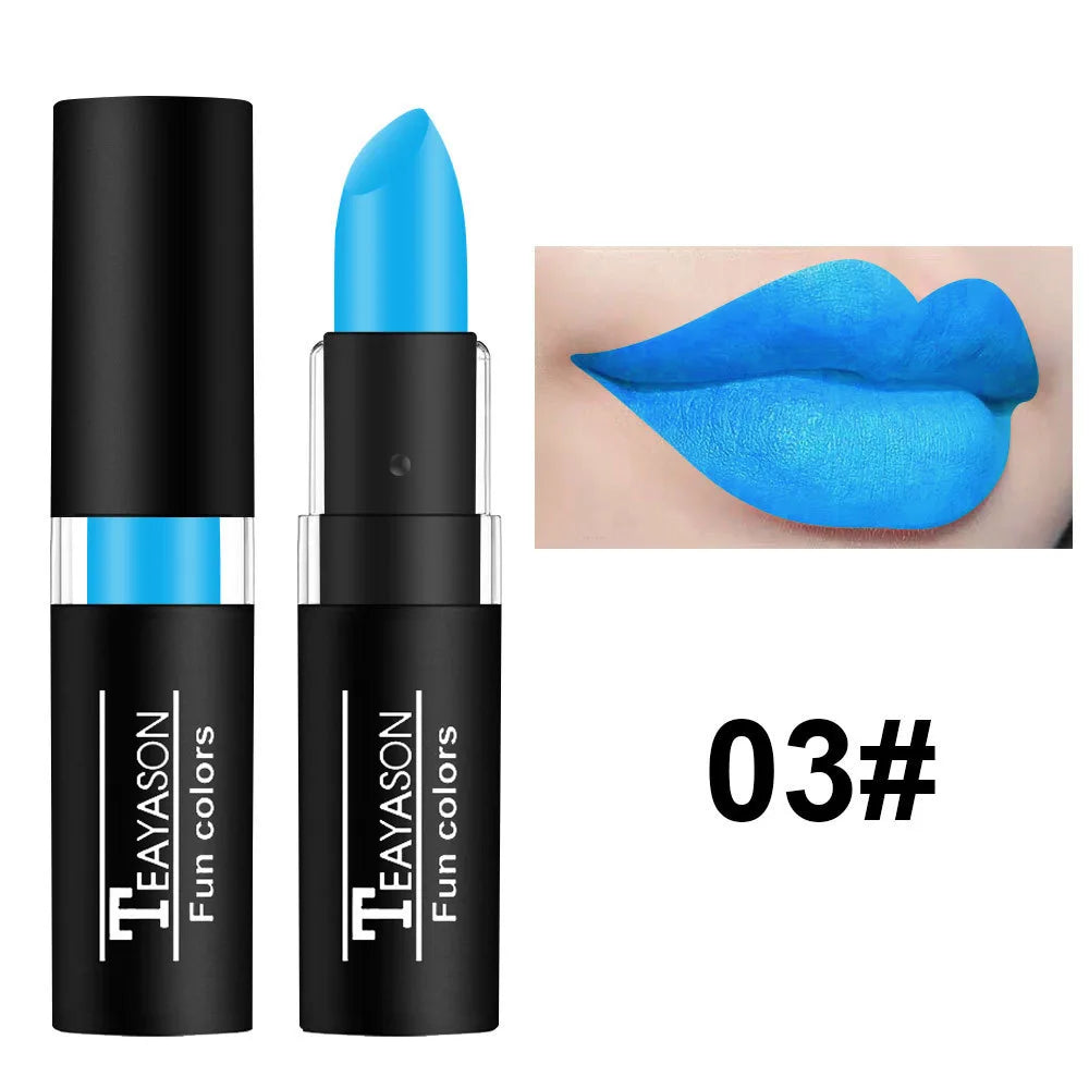 12 Color Matte Lipstick Set - Waterproof Long Lasting Lip Gloss Makeup in Black Blue Purple & Red Shades