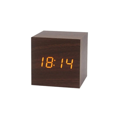 Wooden Digital Alarm Clock – LED Desktop Clock with Temperature Display, Sound Control, USB/AAA Powered Bedside Clock
