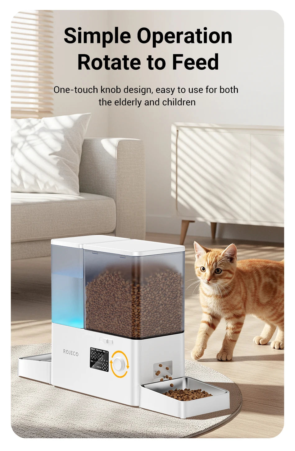 ROJECO 2-in-1 Automatic Pet Feeder & Water Fountain – 8.5L Dog Food Dispenser