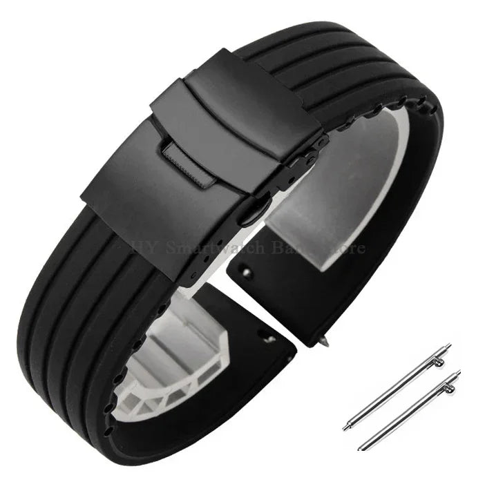Quick Release Silicone Watch Strap 18–24mm – Sport Rubber Band for Huawei Watch GT2/3/4, Omega, Seiko, Fossil