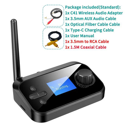 Multi-Function Bluetooth Audio Transmitter & Receiver | 3.5mm AUX, Optical, Coaxial Wireless Adapter DAC Converter for TV & PC