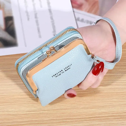 Women's Fashion Wallet with Wrist Strap - Short, Large Capacity Coin Clip Bag with Multiple Card Slots and Money Clip