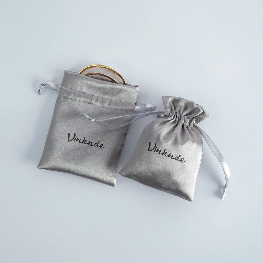 100PCS Silk Satin Jewelry Gift Bags – Drawstring Pouches for Necklace, Bracelet & Earrings, Wedding Party Favor & Christmas Gift Packaging, Custom Logo Ready