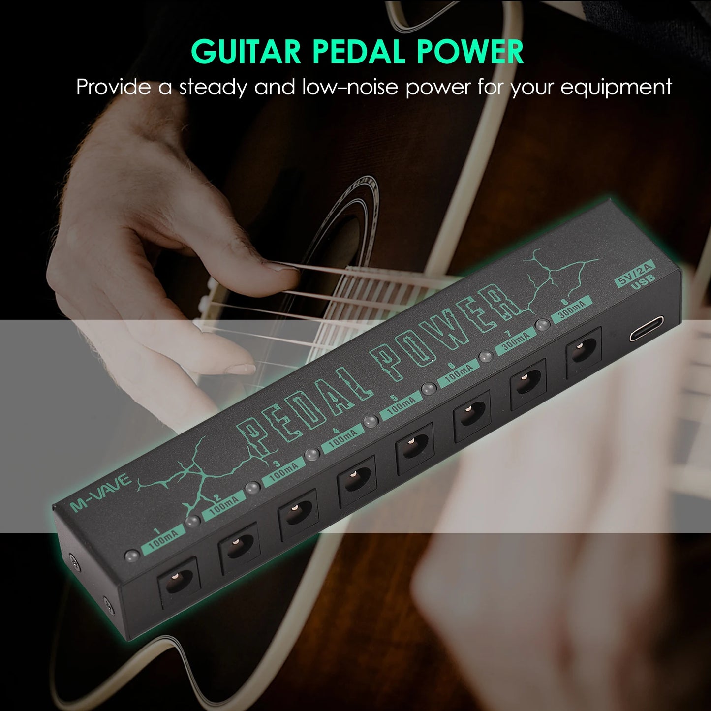 M-VAVE PEDAL POWER - Guitar Pedal Power Supply with 8 Isolated DC Outputs for Guitar Effectors