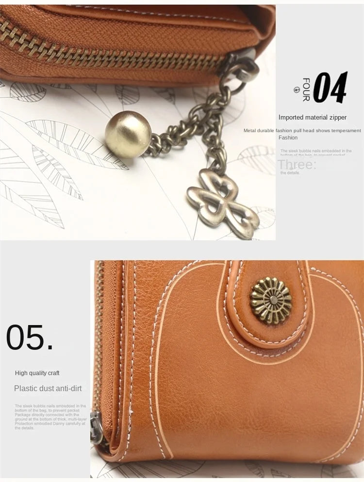 Women’s PU Leather Wallet — Short Hasp Coin & Card Holder, Small Money Bag Clutch in Blue & Red