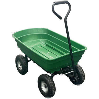 Heavy Duty Poly Yard Dump Cart - 1200LB Towable Utility Wagon with Dual Wheels for Landscaping & Hauling