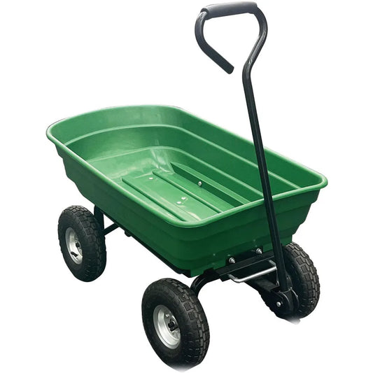 Heavy Duty Poly Yard Dump Cart - 1200LB Towable Utility Wagon with Dual Wheels for Landscaping & Hauling