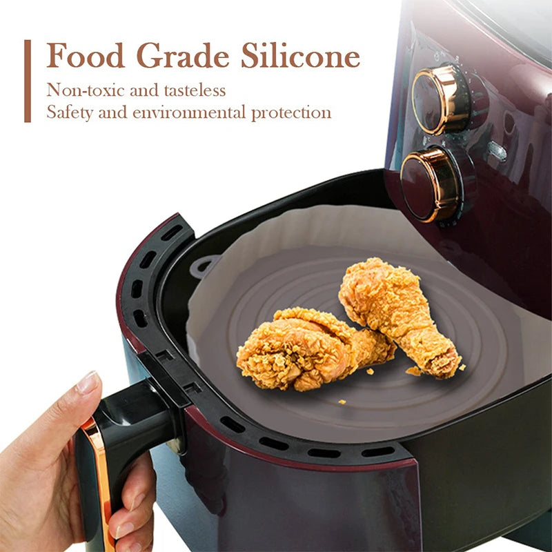 Reusable Air Fryer Silicone Pot & Baking Tray – 1/2/3PCS Basket for Pizza, Fried Chicken, Grill & Kitchen Use