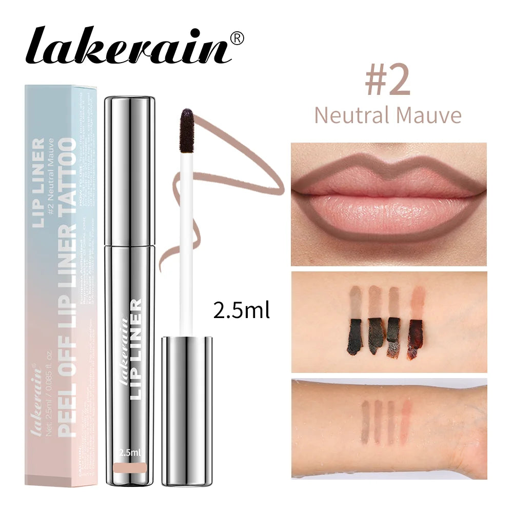 Waterproof Peel-Off Lip Liner & Tattoo Lip Gloss – Long-Lasting Matte Lip Tint & Brown Contour Lip Stain