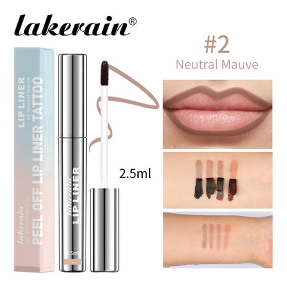 Waterproof Peel-Off Lip Liner & Tattoo Lip Gloss – Long-Lasting Matte Lip Tint & Brown Contour Lip Stain
