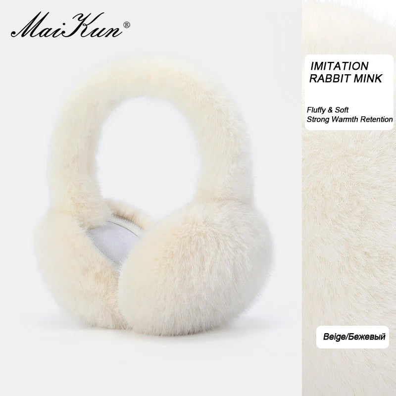 Maikun Thermal Earmuffs for Autumn & Winter - Thickened Cycling Ear Bags Imitation Rabbit Marten Ear Warmers