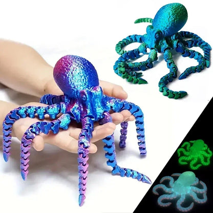 3D Printed Flexible Octopus Fidget Toy - Movable Joint Ocean Animal Desk Ornament and Kids Gift Decor