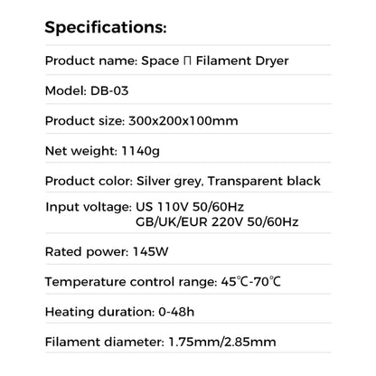 Creality Space π Filament Dryer Box - 360° Hot-Air Heating | Supports 1.75mm & 2.85mm Filaments with 48-Hour Timer and Real-Time Monitoring