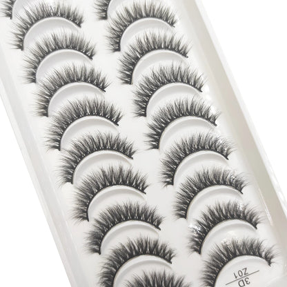 10 Pairs 3D Mink False Eyelashes – Soft Natural Cross Messy Dense Lash Extensions Makeup