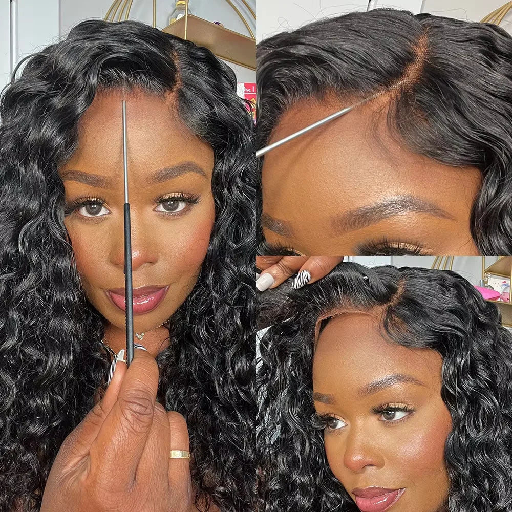 30-40 Inch Curly 13x4 Glueless Human Hair Wig – Brazilian Loose Deep Wave Black Wig, Ready-to-Wear Clearance Sale