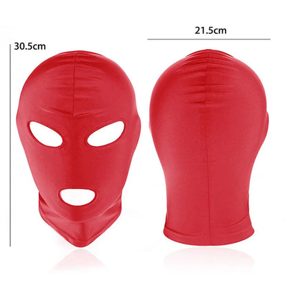 Sexy Red Unisex Full Face Cosplay Mask – Open Eyes & Mouth Hood for Halloween, Role Play, and Costume Parties