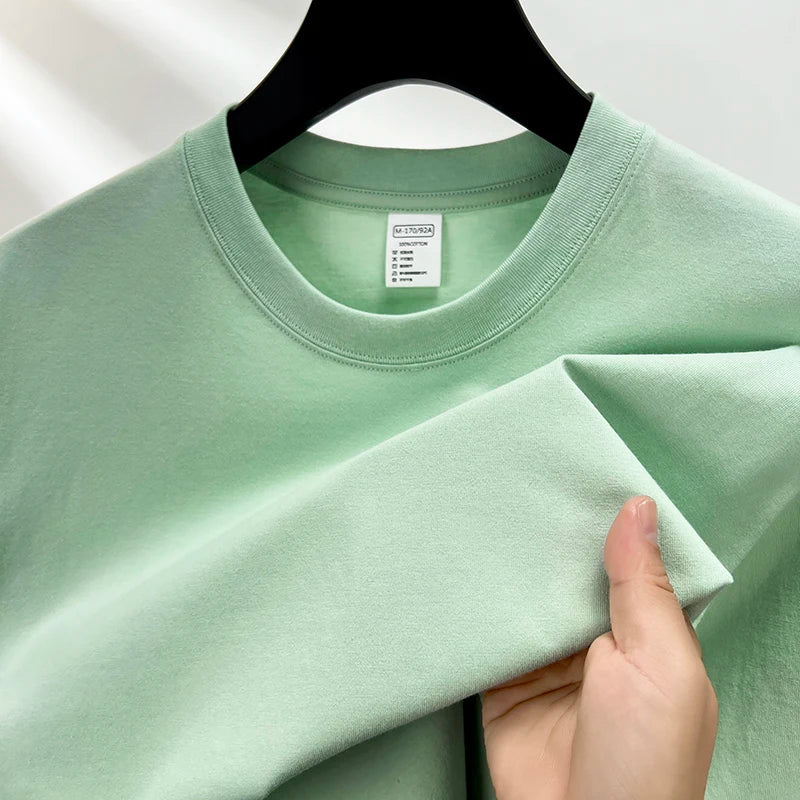 100% Pure Cotton Men’s Summer T-Shirt – High-End Short Sleeve Round Neck Breathable Fashion Top