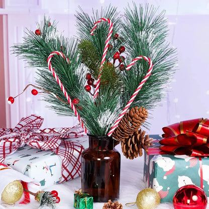 100/10pcs Christmas Candy Cane Ornaments – Plastic Twisted Hanging Decorations for Tree & Party Favors