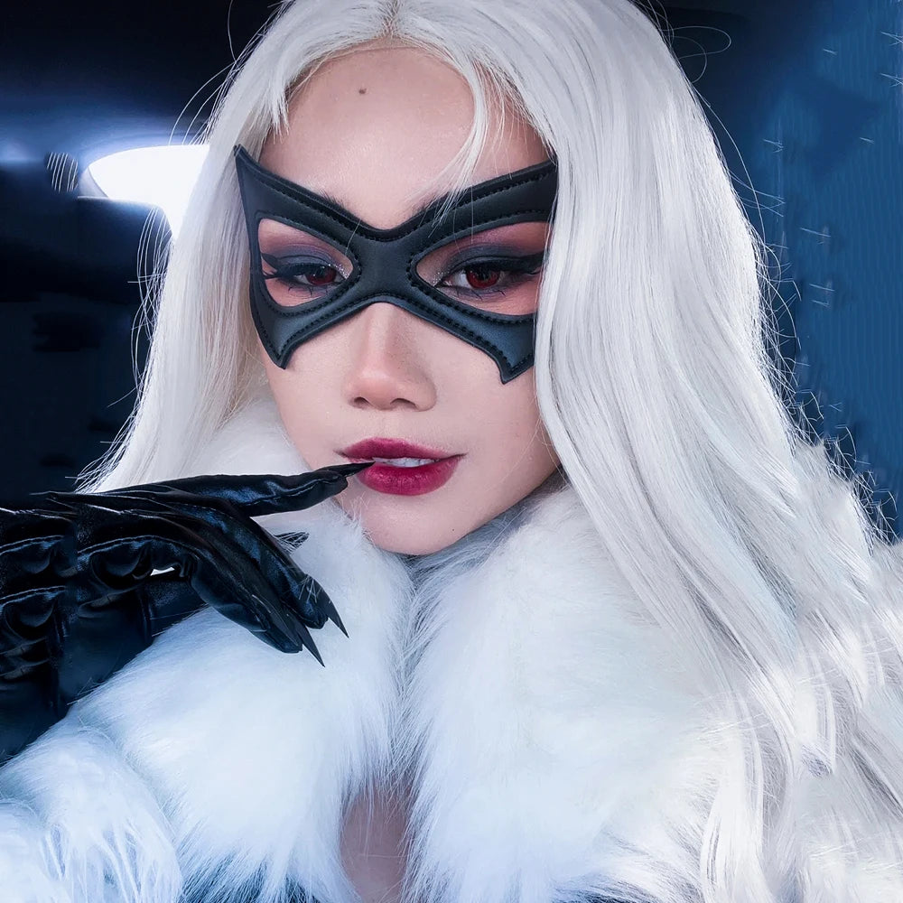 Black Gothic Harajuku Punk Cat Eye Mask — Sexy PU Leather Masquerade Mask for Cosplay & Role Play Accessories