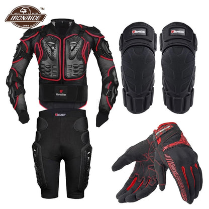 Motorcycle Jacket with Full Body Armor Set – Chest Armor Suit for Motocross Racing & Protective Moto Gear, Sizes S-5XL