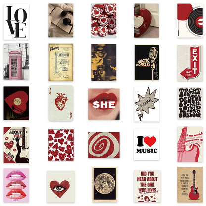 50Pcs Retro Y2K Stickers - Waterproof DIY Decals for Scrapbook, Phone, Luggage & Skateboard Decoration