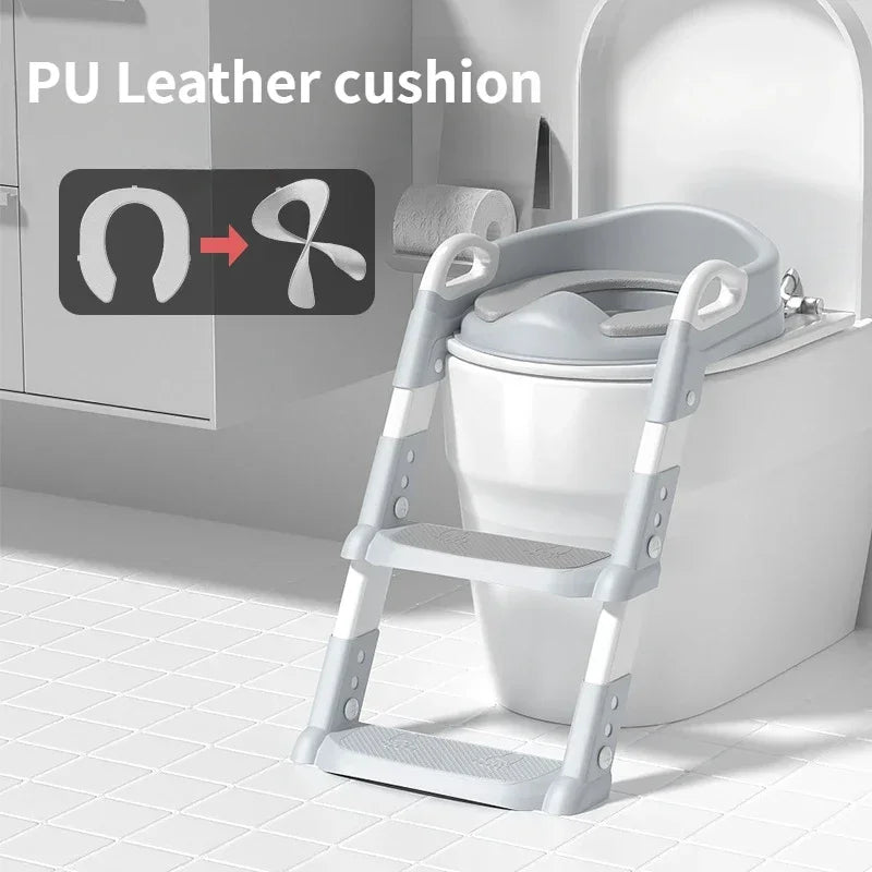 Children's Toilet Seat & Step Stool – Folding Toilet Ring with Stairway for Boys & Girls