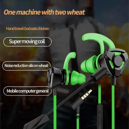ESports Gaming Earbuds with Microphone - Noise Cancelling Wired Headset for Mobile & PC, PUBG Compatible