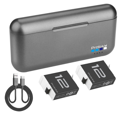 GoPro Enduro Battery 1850mAh & 3-Channel Charger - Replacement Batteries for HERO 9/10/11/12 Action Cameras