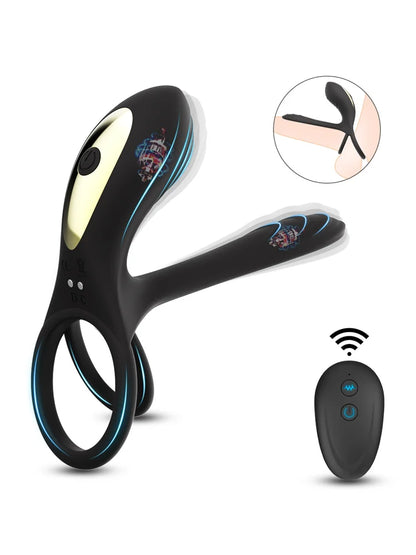 Double-Ring Vibrating Penis Ring – Dual Motor Delay Ejaculation & Erection Enlargement Adult Sex Toy