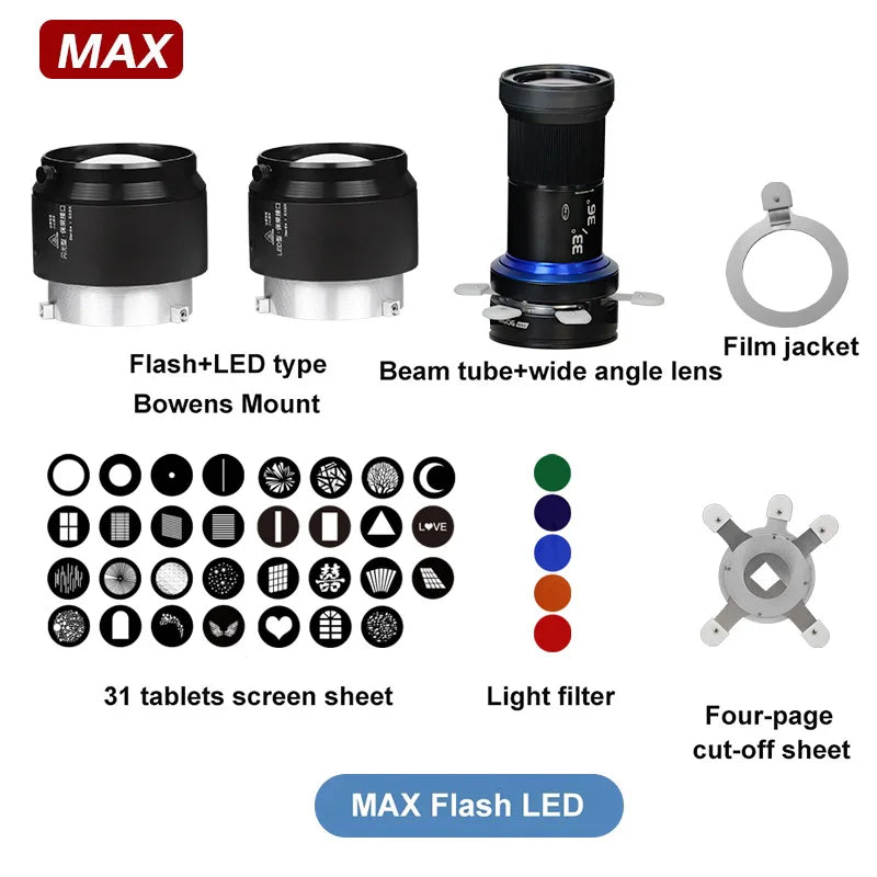 MIAOTU MG06 MAX Bowens Mount Snoot Kit - Focalize Conical Optical Condenser for Flash and Creative Shaped Light Effects