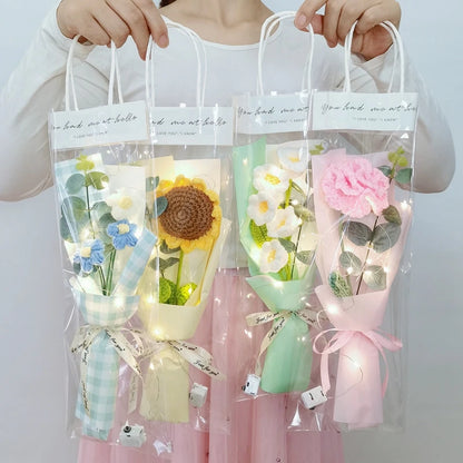 5/10PCS Transparent Flower Wrapping Bags – Gift Packaging with Handle for Weddings, Birthdays, Candy & Flower Box Decor