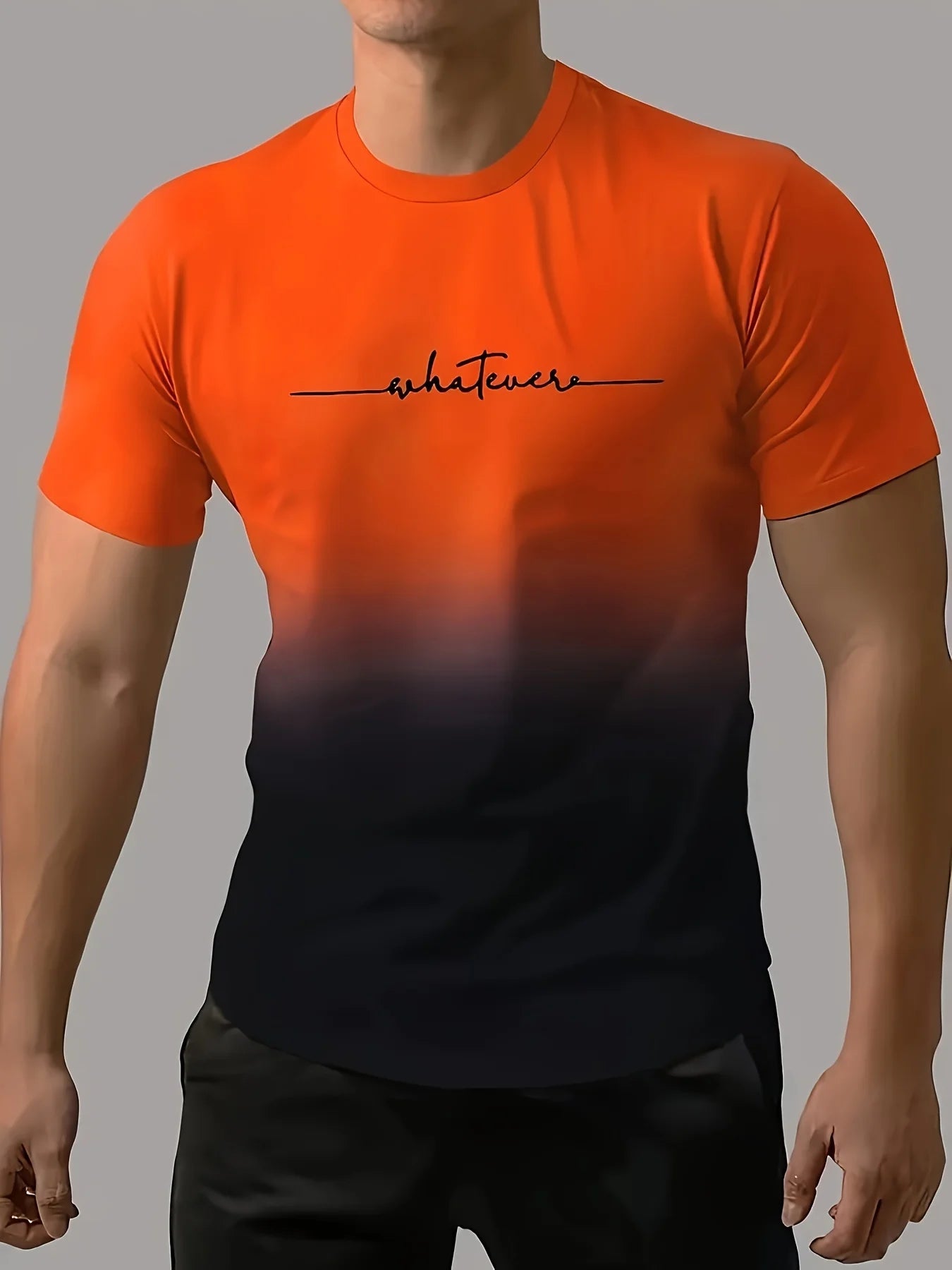 Men's Casual Crew Neck T-Shirt – Gradient Color Short Sleeve for Sports & Everyday Wear