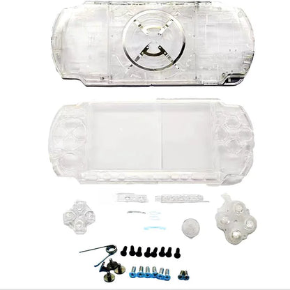 Clear Green Replacement Shell for PSP 3000/3001/3002/3003 – Front & Back Faceplate Cover with Repair Buttons & Stickers
