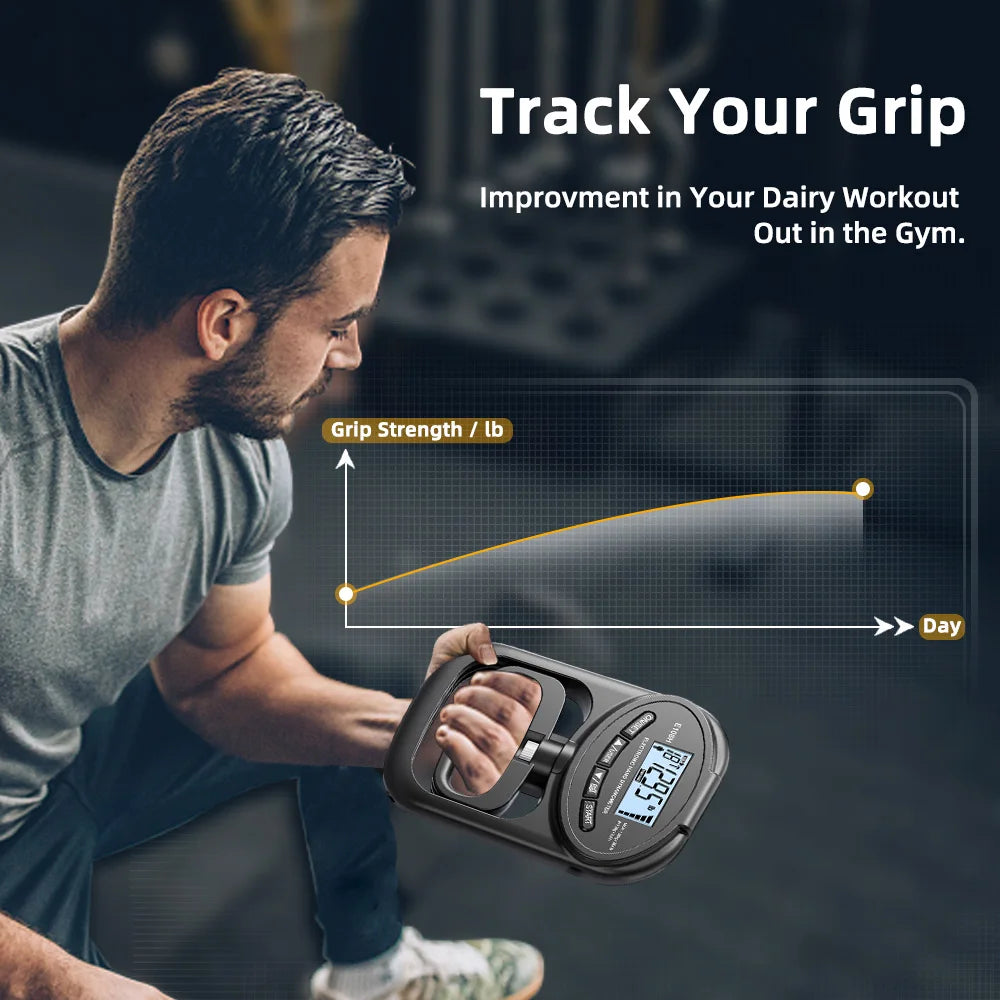 Grip Strength Tester 265Lbs/120Kg - Digital Hand Dynamometer with USB, LCD Screen & Hand Grip Strength Meter