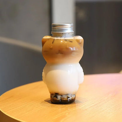 Cute Cat Shaped Water Bottle – Portable BPA-Free Drinking Cup for Milk Tea, Coffee & Juices