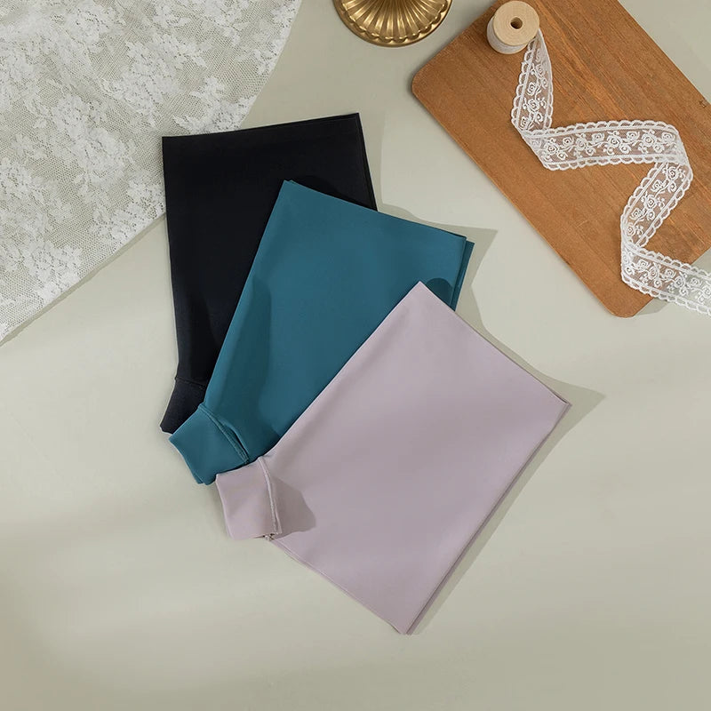 BZEL 4PCS Women's Seamless Panties – Breathable Silk Satin Boyshorts, Comfortable Sports Lingerie Underwear