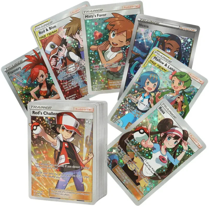 60-100Pcs English Pokemon Cards – Holographic EX, Vstar, Vmax, GX, Charizard, Mewtwo & Evolution Combos